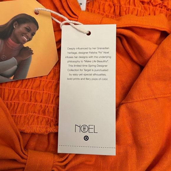 Orange, Fe Noel for Target, Dress. Size Large. Midi. Linen/Rayon Side Pockets - Picture 8 of 12